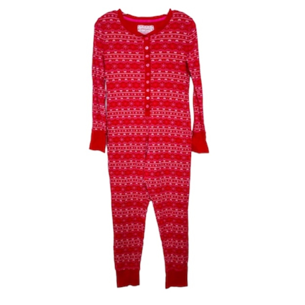 🌞 Xhilaration white heart snowflake detail red onesie loungewear XS